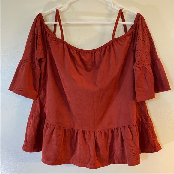 Faux Suede Off Shoulder Peplum Top - Picture 2 of 3